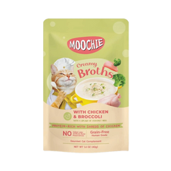 Moochie Creamy Broths Chicken and Broccoli Wet Cat Food, 40g - Animeal