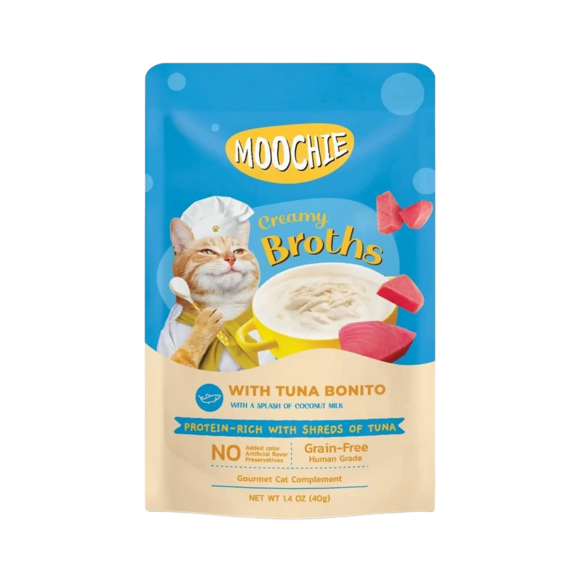 Moochie Creamy Broths Tuna and Bonito Gravy Wet Cat Food, 40g - Animeal