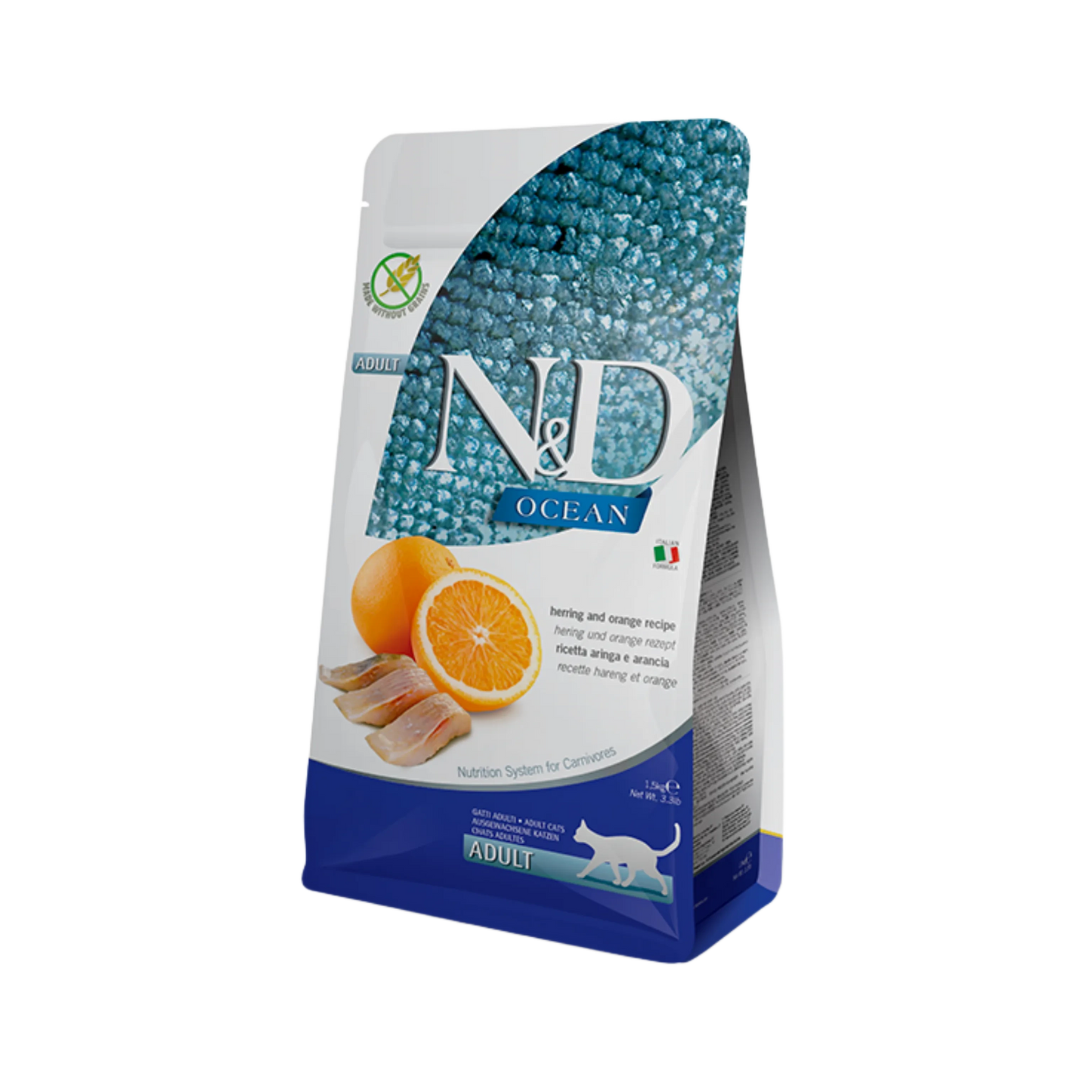 N&D CAT ADU FISH&ORANGE DRY FOOD [1.5 KG] - Animeal