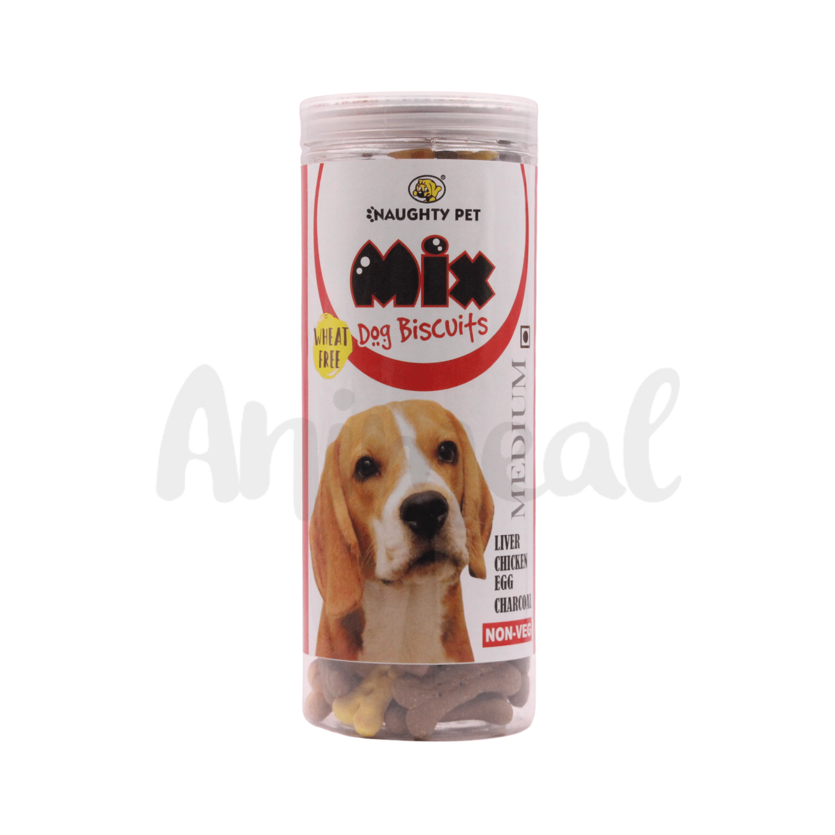 Naughty Pet Mix Non-Veg Wheat-Free Dog Biscuits, Medium 550g - Animeal
