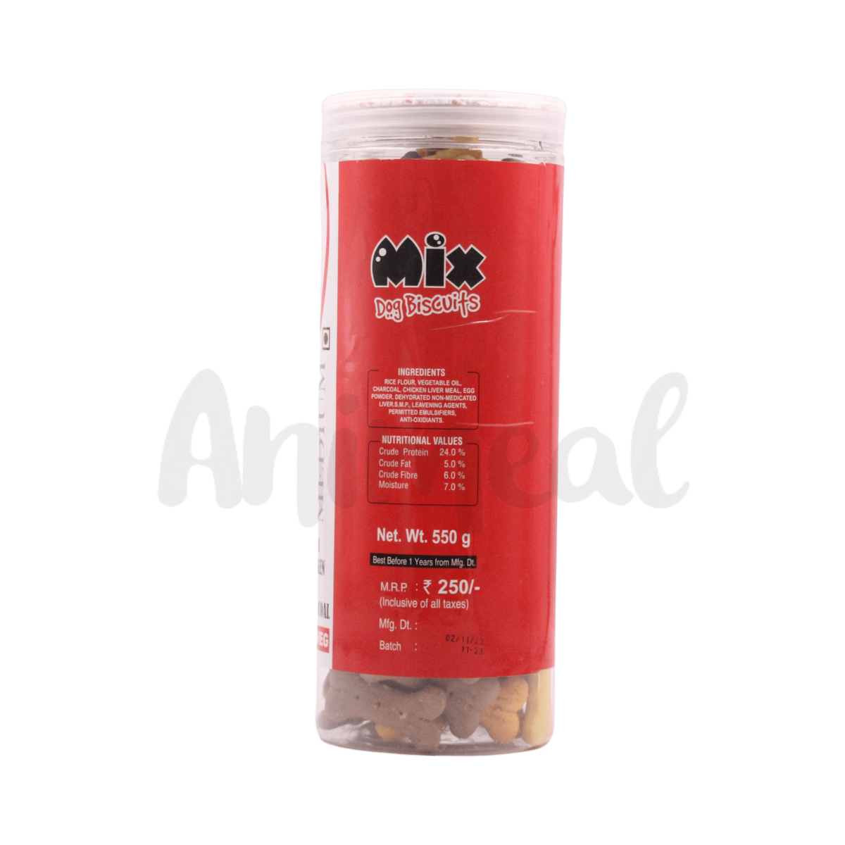 Naughty Pet Mix Non-Veg Wheat-Free Dog Biscuits, Medium 550g - Animeal