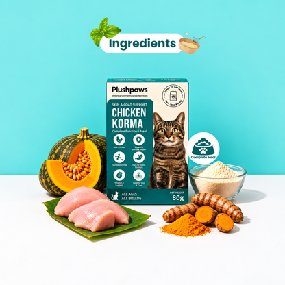 PLUSHPAWS CHICKEN KORMA SKIN & COAT WET CAT FOOD [80 GM] - Animeal