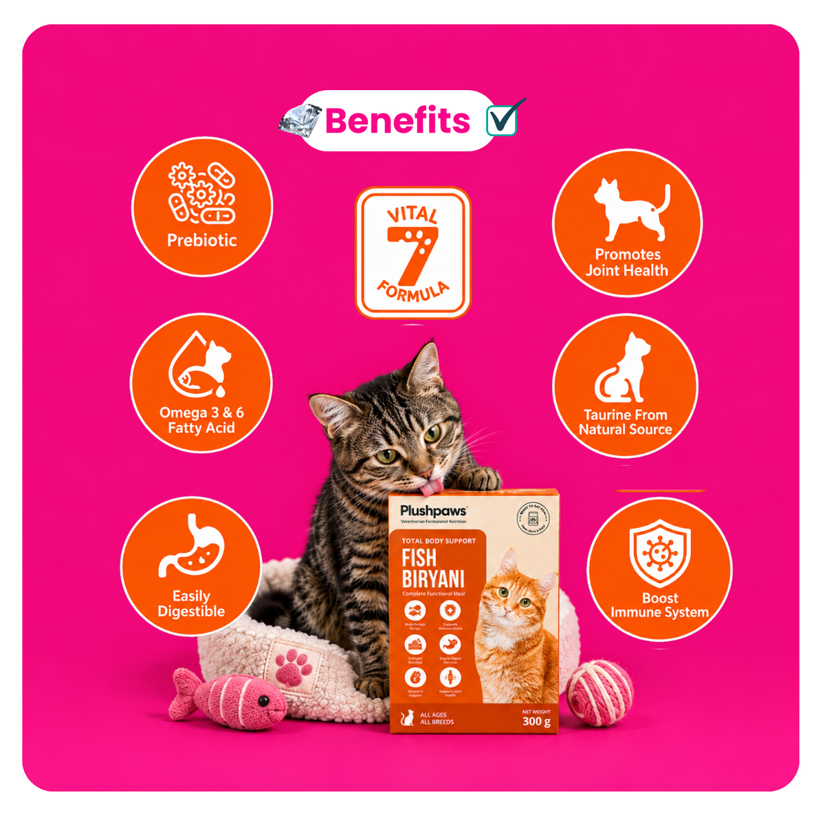 PLUSHPAWS FISH BIRYANI WITH COLLAGEN WET CAT FOOD [75 GM] - Animeal
