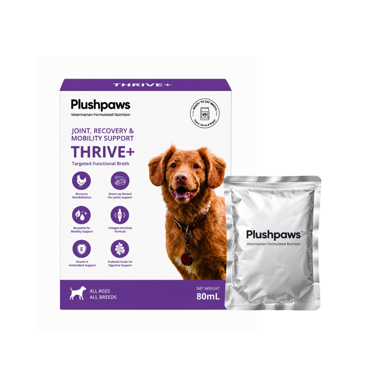 PLUSHPAWS THRIVE+ JOINT RECOVERY & MOBILITY BROTH FOR DOGS [80 ML] - Animeal