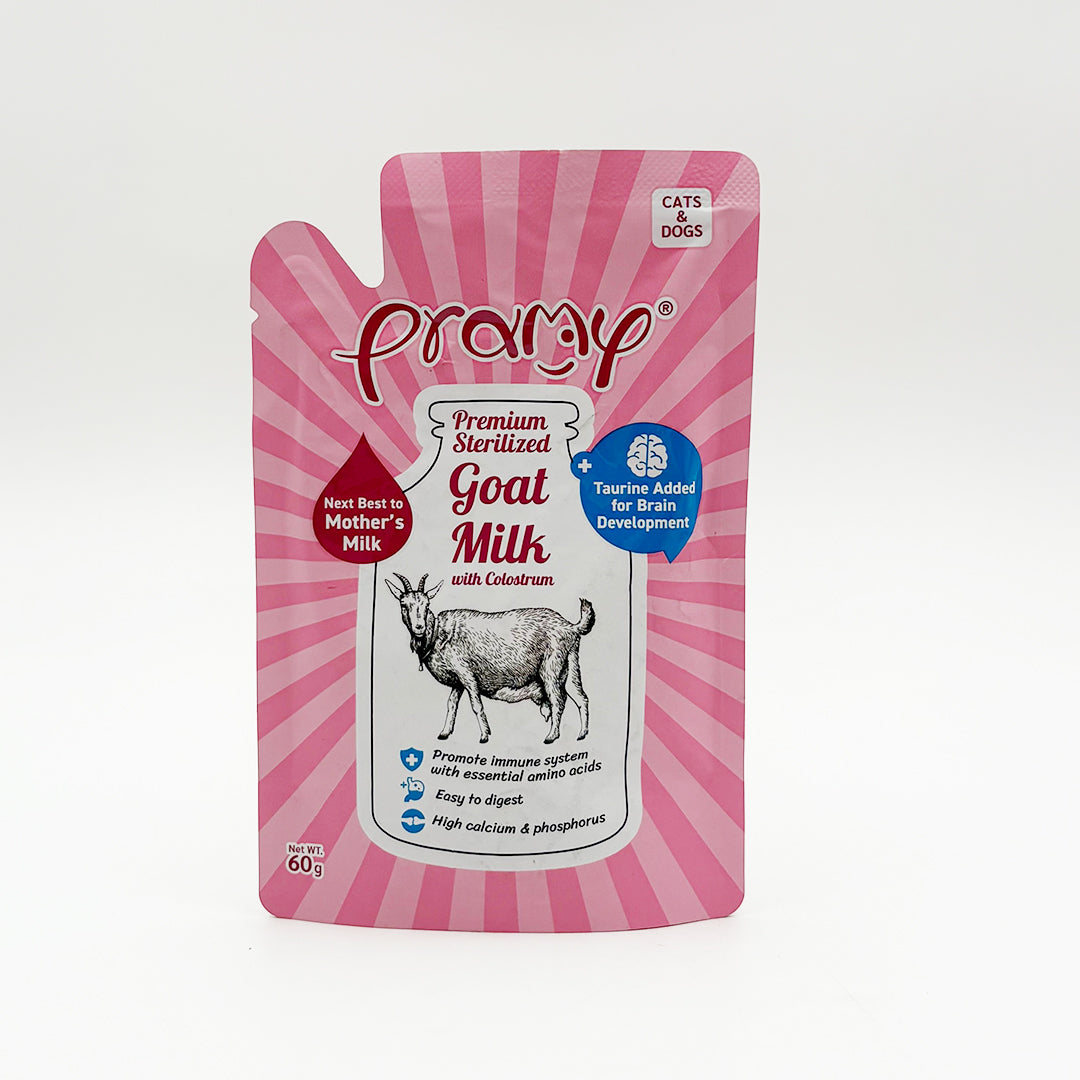 PRAMY STERILIZED GOAT MILK WITH COLOSTRUM AND TAURINE [60 GM] - Animeal