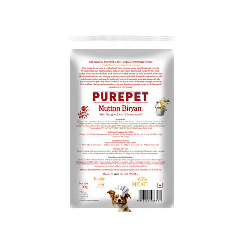 PUREPET DOG MUTTON BIRYANI [300GM] - Animeal