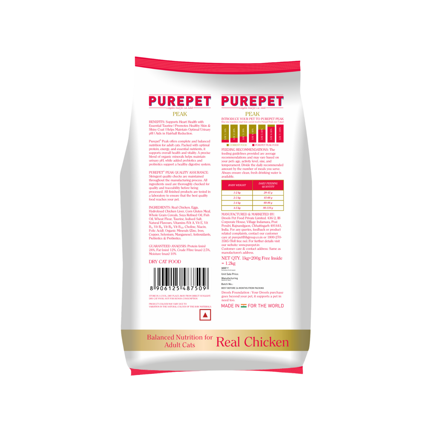 PUREPET PEAK ADULT REAL CHIC DRY FOOD (S) - Animeal