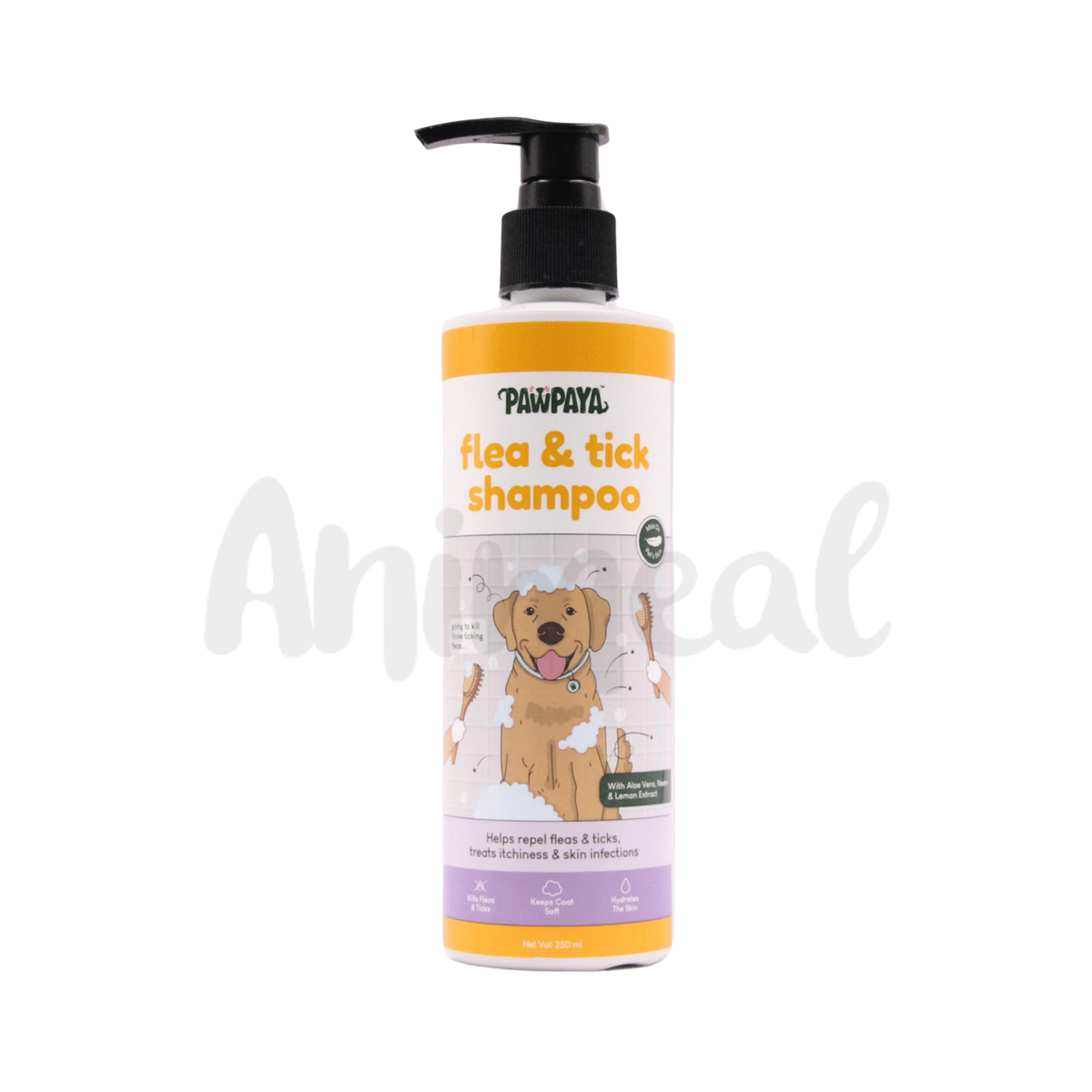 Pawpaya Flea and Tick Shampoo for Dogs and Cats, 250ml - Animeal