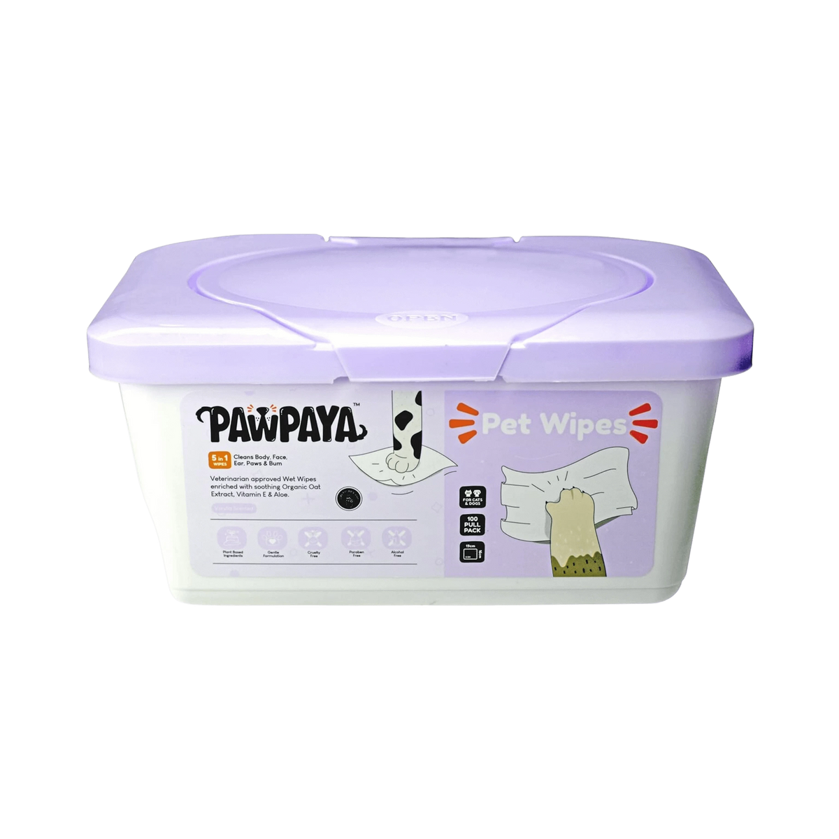 Pawpaya Pet Wipes 19 X 16 CM, 100 Pieces - Animeal