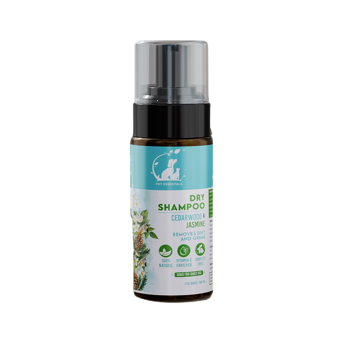 Pet Essentials Jasmine and Cedarwood DRY Shampoo for Dogs, 140ml - Animeal