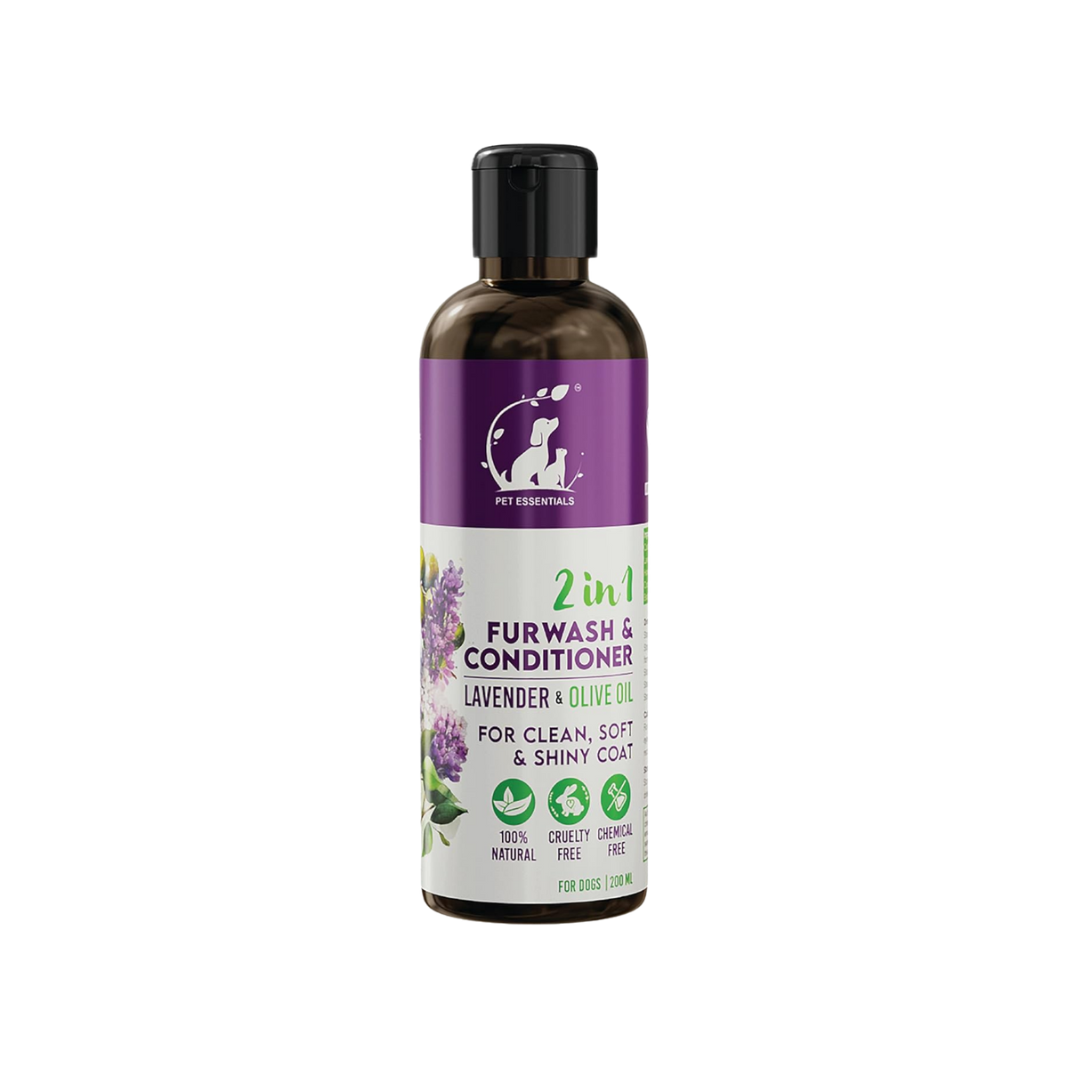 Pet Essentials Lavender and Olive Oil Furwash and Conditioner, 200ml - Animeal
