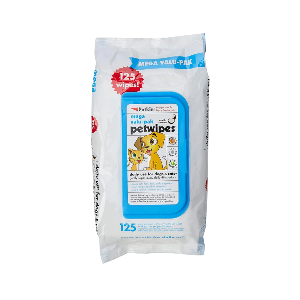 Pet Wipes Mega Valupak, 125 Pieces (Large) - Animeal