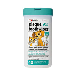 Petkin Plaque Toothwipes Fresh Mint for Dogs and Cats, 40 pieces - Animeal