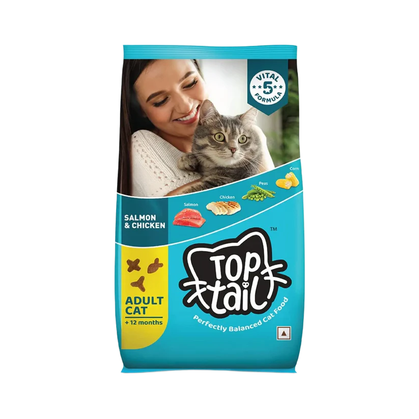 Rossari Toptail Adult Salmon and Chicken Dry Cat Food, 3kg - Animeal