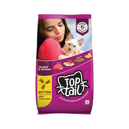 Rossari Toptail Kitten Salmon and Chicken Dry Cat Food, 2.8kg - Animeal