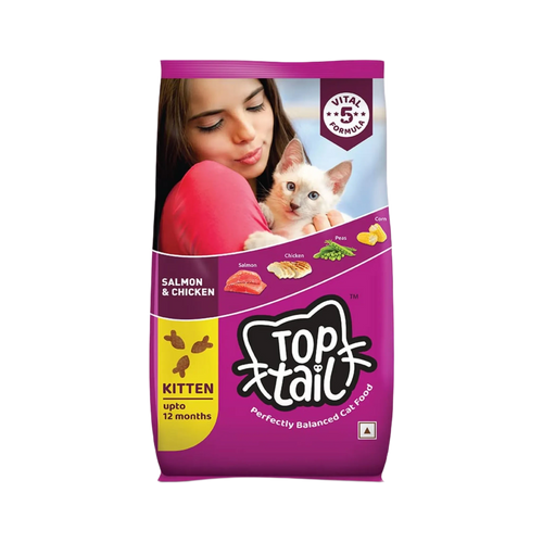 Rossari Toptail Kitten Salmon and Chicken Dry Cat Food, 2.8kg - Animeal