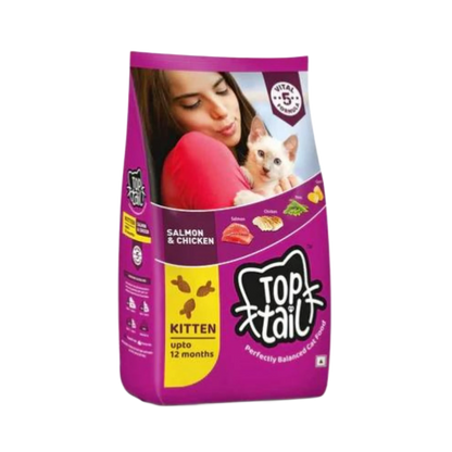 Rossari Toptail Kitten Salmon and Chicken Dry Cat Food, 400g - Animeal