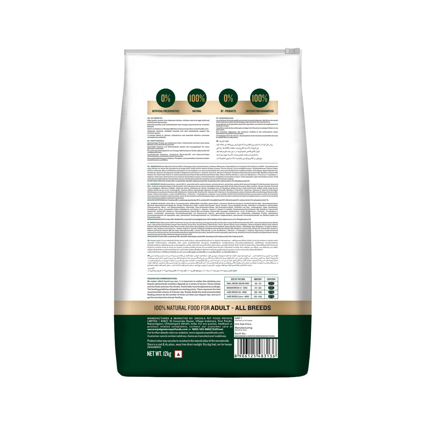 SIGNATURE ADULT GRAIN ZERO DOG DRY FOOD (L) - Animeal