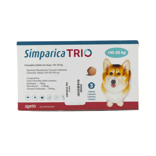 SIMPARICA TRIO (10KG TO 20KG) TABLET - Animeal