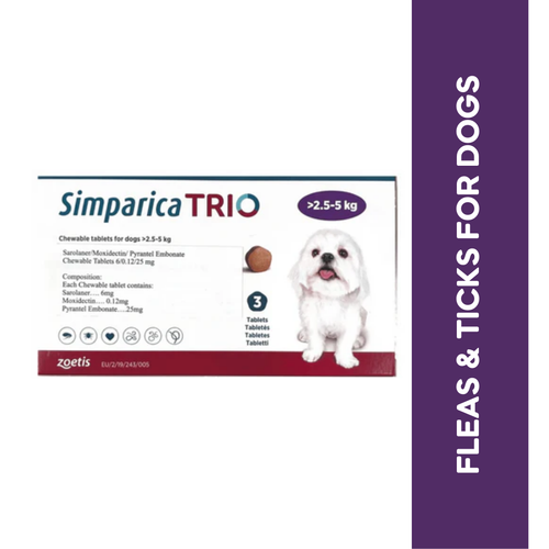 SIMPARICA TRIO (2.5KG TO 5KG) TABLET - Animeal