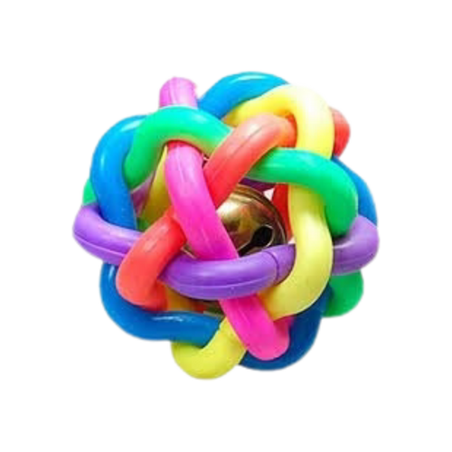 SP LATEX SQUEAKY MULTI COLOUR WOVEN BALL WT BELL (S) - Animeal