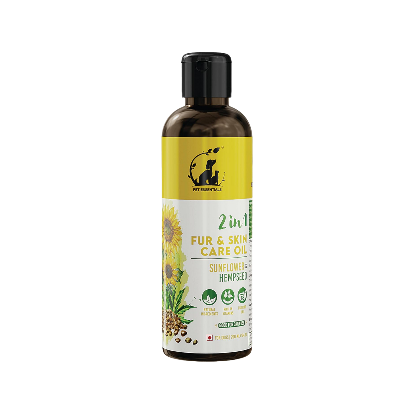 SUNFLOWER AND HEMPSEED FUR AND SKIN CARE OIL (200ML) - Animeal