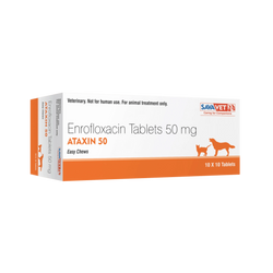 Sava Vet Ataxin 50 Enrofloxacin Tablets for Dogs and Cats, 10 Tablets - Animeal
