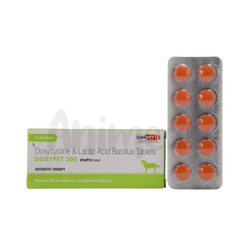 Sava Vet Doxypet 200 Doxycycline Tablets for Dogs and Cats, 10 Tablets - Animeal