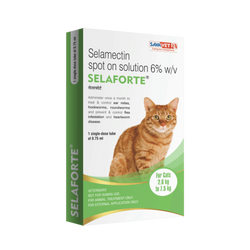 Sava Vet Selaforte Cat 2.6kg to 7.6kg Spot-On, 0.75ml - Animeal