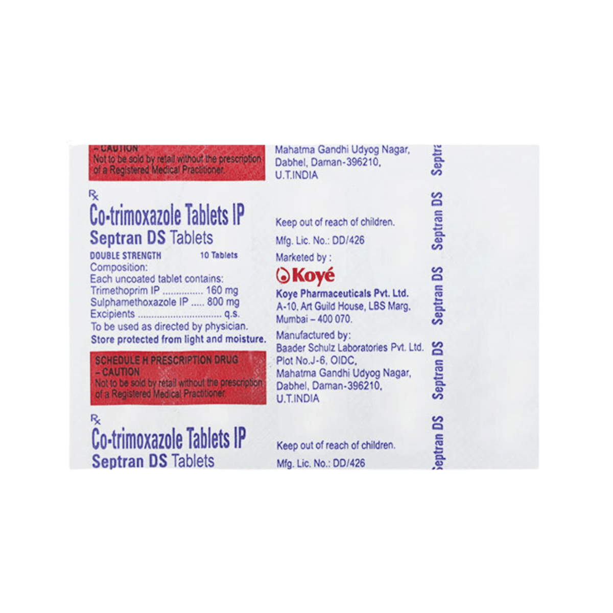 Septran DS Tablet, 10 Tablets - Animeal