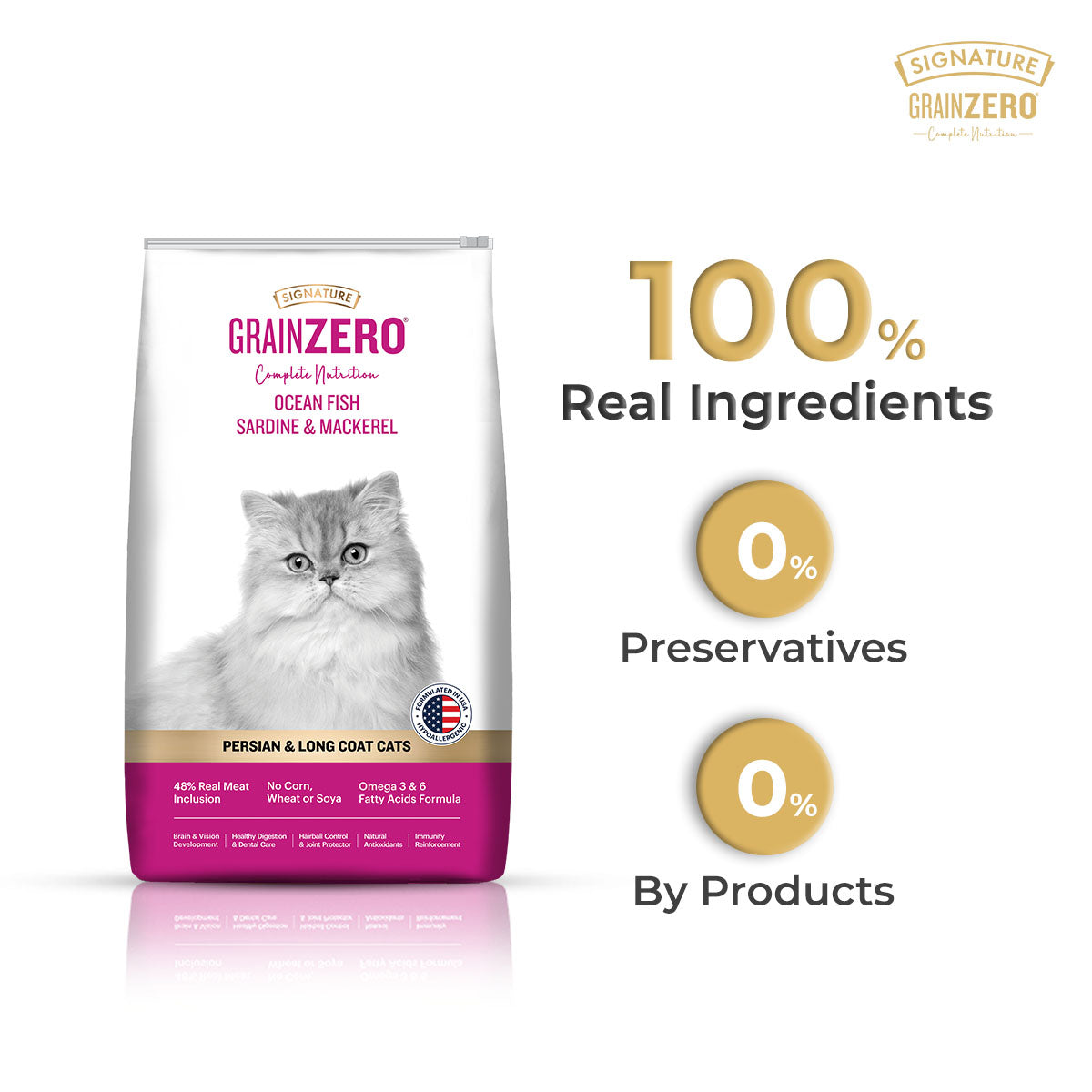 Signature Grain Zero Persian Dry Cat Food, 3kg - Animeal