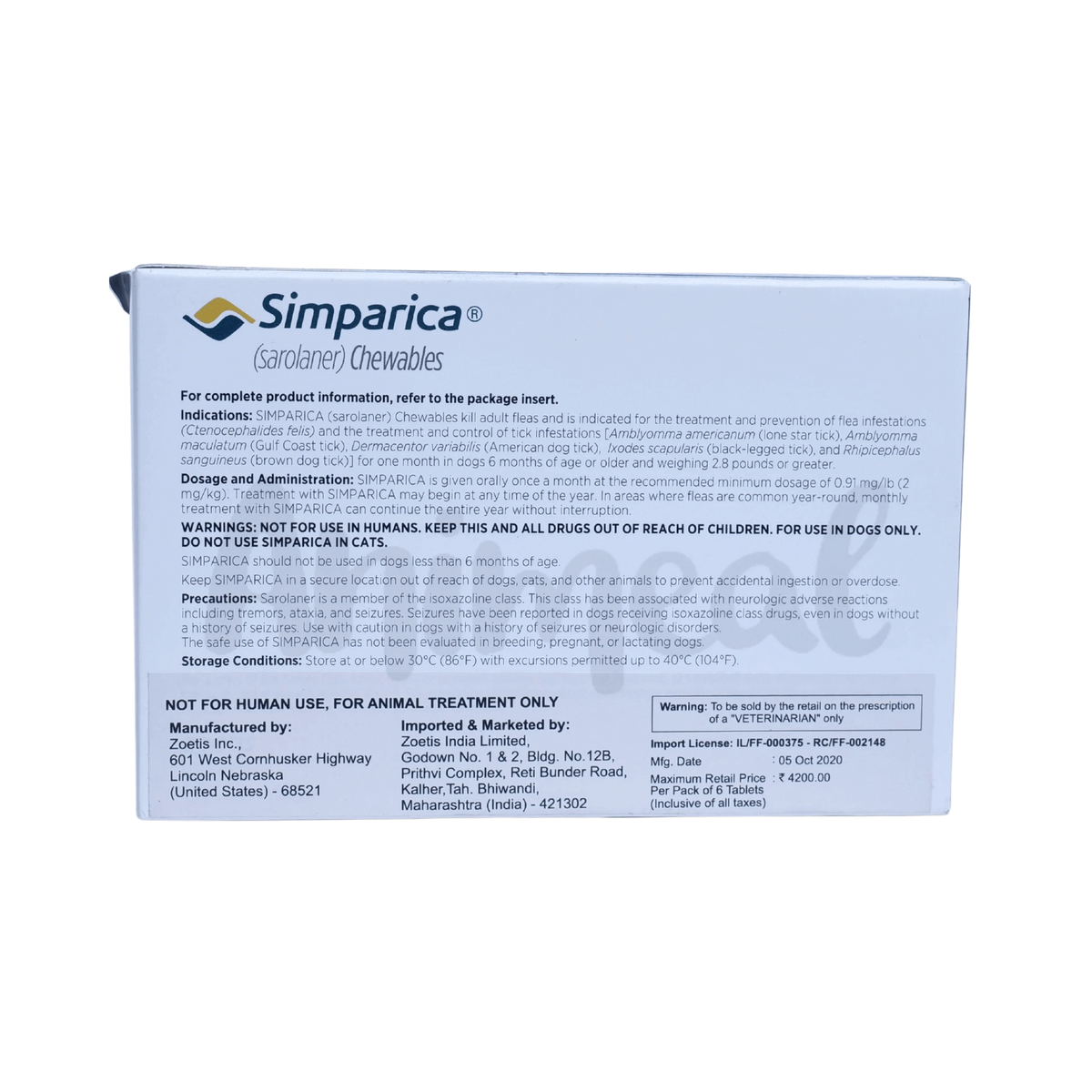 Simparica Chewable Tablet for Dogs 20 to 40kg - Animeal