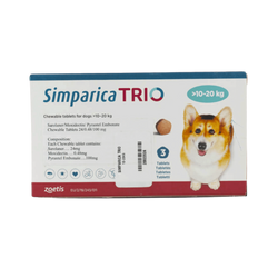 Simparica Trio Chewable Tablet for Dogs 10 to 20kg, 1 Tablet - Animeal