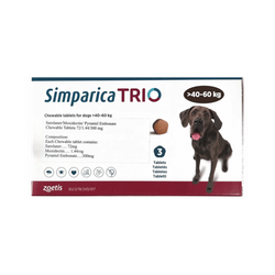 Simparica Trio Chewable Tablet for Dogs 40 to 60kg, 1 Tablet - Animeal