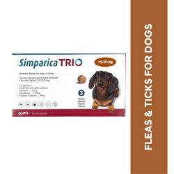 Simparica Trio Chewable Tablet for Dogs 5 to 10kg, 1 Tablet - Animeal