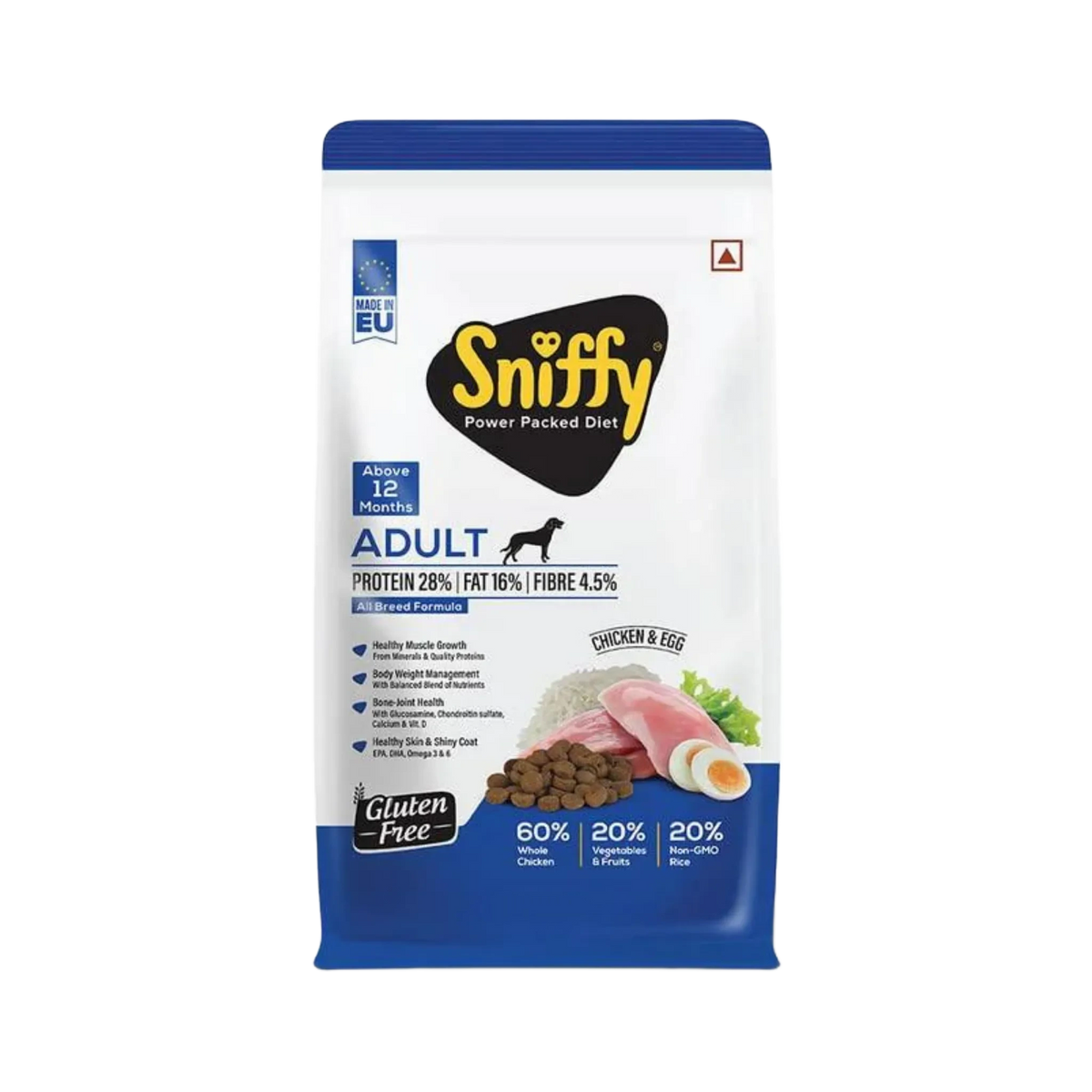 Sniffy Adult Chicken and Egg Dry Dog Food, 800g - Animeal