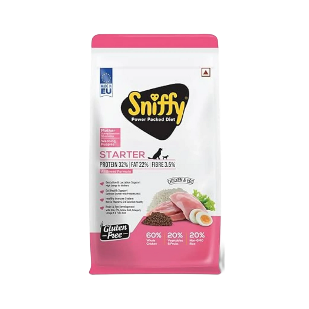 Sniffy Starter Chicken and Egg Dry Dog Food, 10kg - Animeal