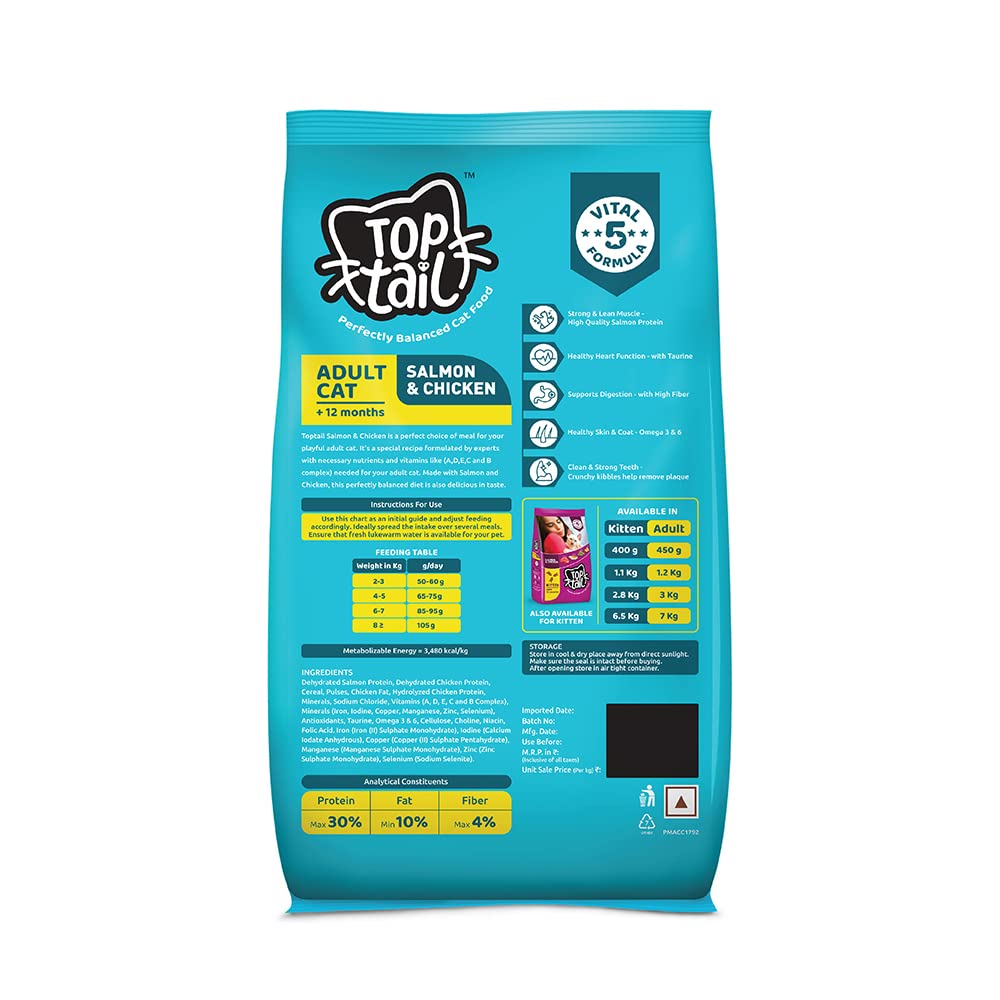 TOPTAIL ADULT SALMON & CHIC DRY FOOD [1.2 KG] - Animeal
