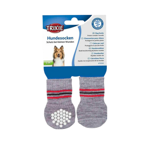TRIXIE DOG SOCKS NON SLIP GREY (M) - Animeal