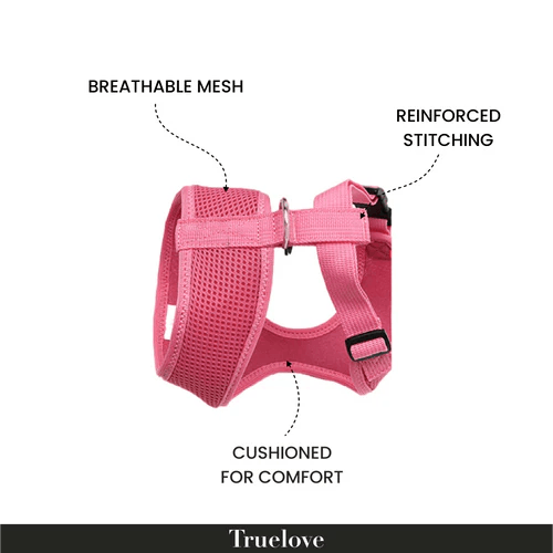 TRUELOVE CAT & SMALL DOG HARNESS PINK (L) - Animeal