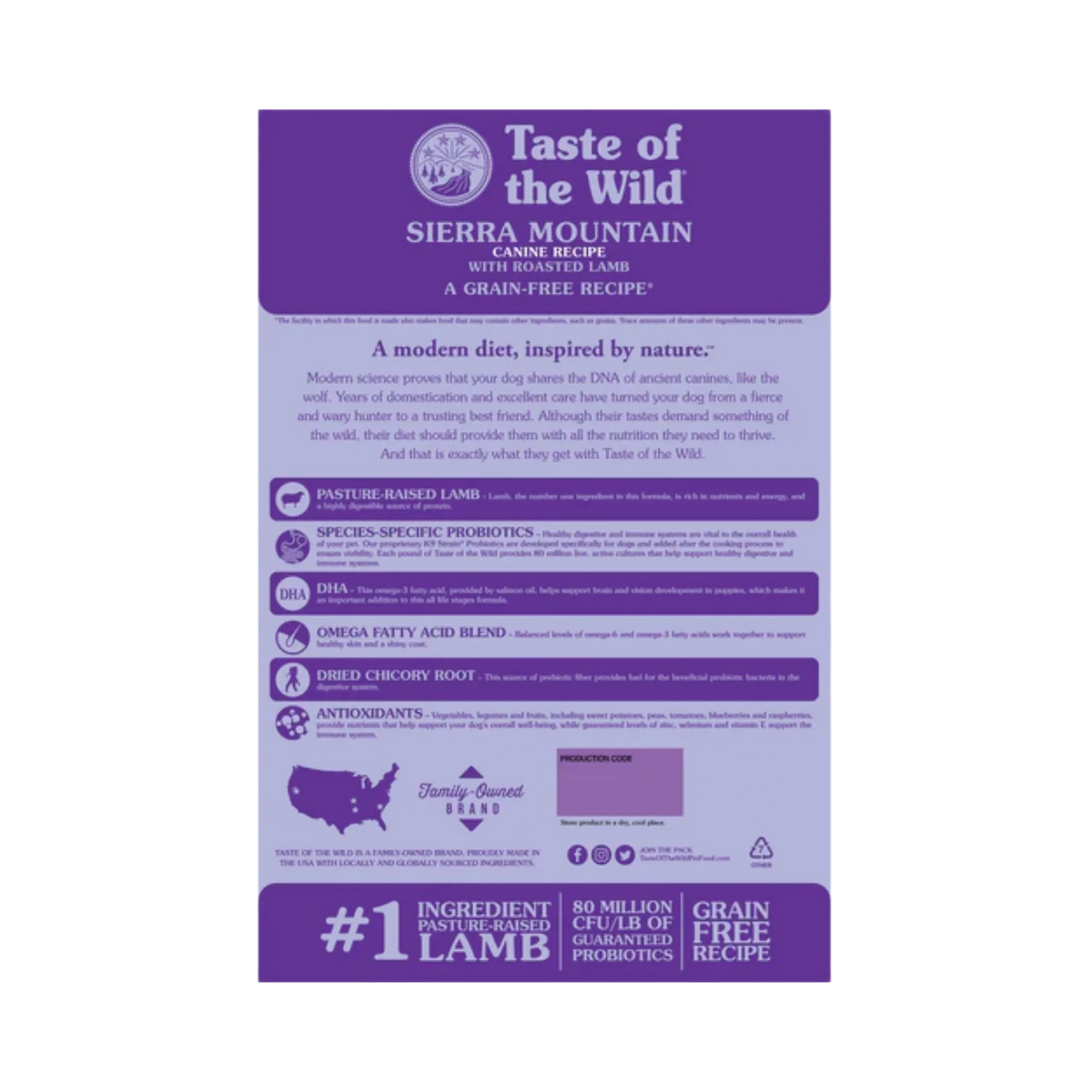 Taste of the Wild Sierra Mountain Roasted Lamb Dry Dog Food, 2kg - Animeal