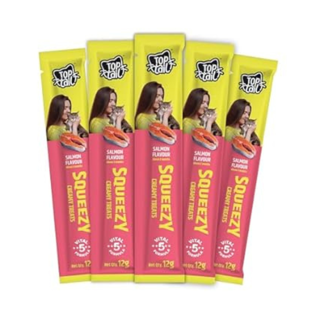 Toptail Squeezy Salmon Creamy Cat Treats, 5 pieces - Animeal