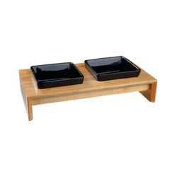 Trixie Bowl Set Ceramic Wood Black for Dogs - Animeal