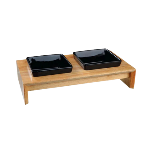 Trixie Bowl Set Ceramic Wood Black for Dogs - Animeal