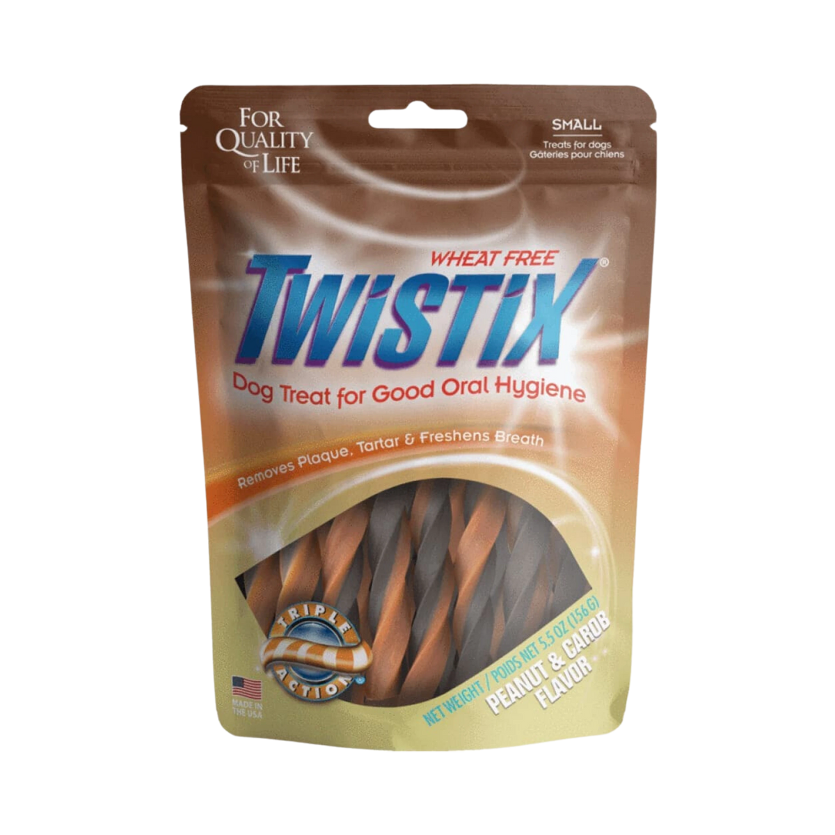 Twistix Peanut & Carob Dental Dog Chews, Small - Animeal