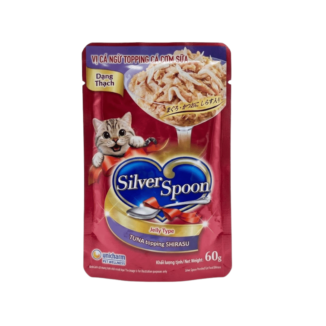 Silver Spoon Tuna Topping Shirasu in Jelly Wet Cat Food, 60g