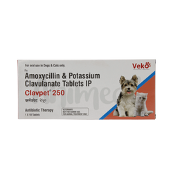 Veko Clavpet 250mg Tablet for Dogs and Cats, 10 Tablets - Animeal