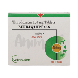 Vetoquinol Meriquin 150 Enrofloxacin Tablets for Pets, 10 Tablets - Animeal