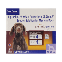 Virbac Effitix Spot-On for Dogs 10 to 20kg, 2ml Pipette - Animeal