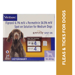 Virbac Effitix Spot-On for Dogs 10 to 20kg, 2ml Pipette - Animeal